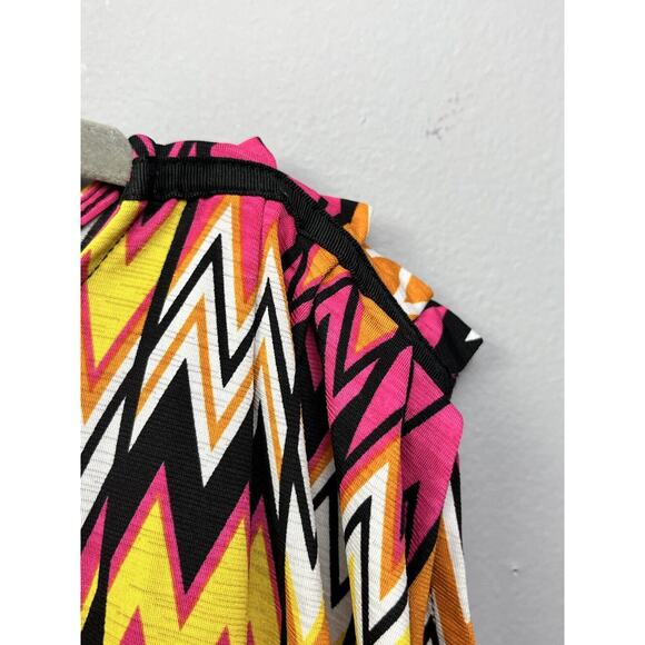 Rafaella Sleeveless top Womens Plus Size 1X Chevron Pink Orange Stretch - Picture 7 of 8